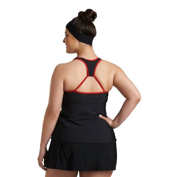 NEW ALWAYS FOR ME plus size charlie surplice tankini top in black - Picture 3 of 3